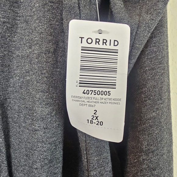 Torrid Active Full Zip Hoodie Gray Pink Floral Fleece Plus 2X - Picture 8 of 13